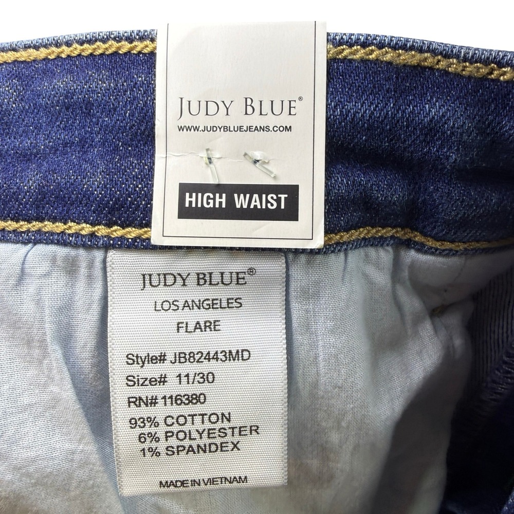 Judy Blue High Waist Flare Jeans Medium Wash Wide Hem JB82443MD Size 11/30 NEW - Picture 6 of 10